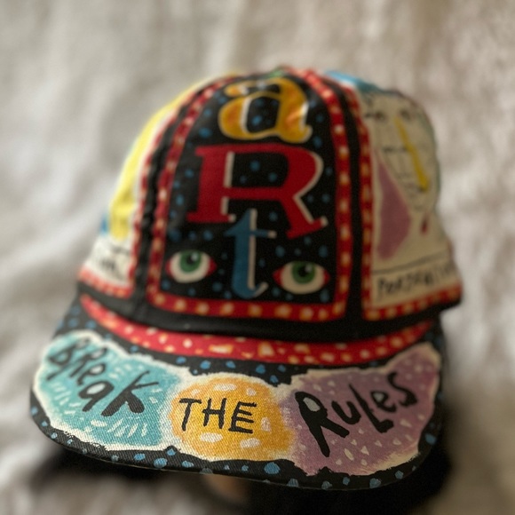 VINTAGE! Fred Babb 90s "Break the Rules" Art theme hat. Never worn. Adjustable. - Picture 3 of 7